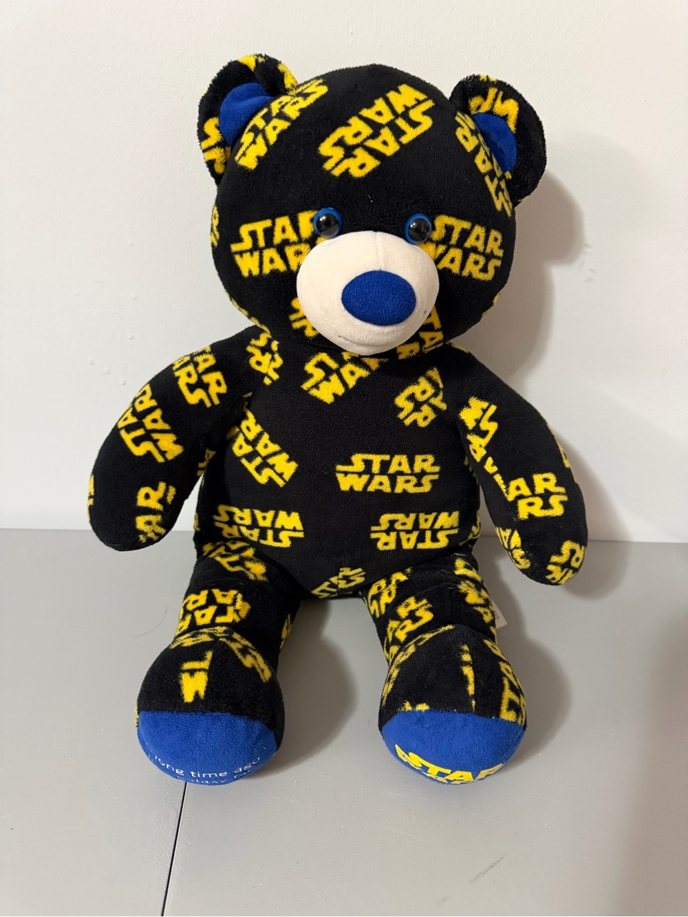 Build-A-Bear Star Wars Logo Teddy Bear Black Yellow Blue Plush 17" 2015 Retired
